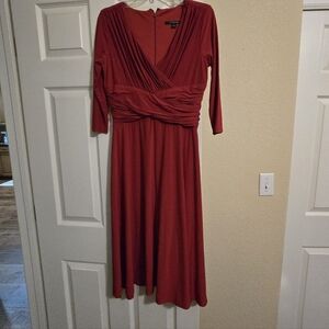 Chadwick's Size 8 Red Dress Dark Red Ruched Waist
